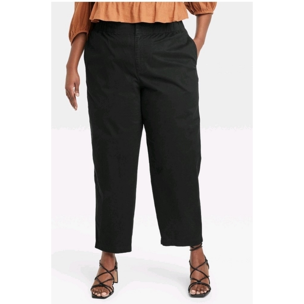 A New Day High Rise Tapered Ankle Chino Pants Black Size XXL